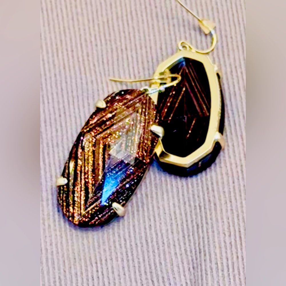 Kendra Scott Drop Earrings In Good With Brown Sparkle Stone
